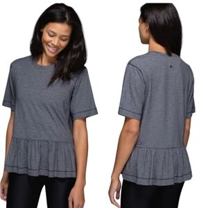Lululemon flouncey tee grey striped peplum shirt